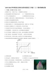 2025-2026学年黑龙江省哈尔滨市道里区八年级（上）期末物理试卷（含答案）