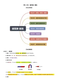 物理九年级全册（2024）第二十章 电与磁第1节 磁现象 磁场复习练习题