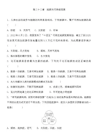 人教版（2024）九年级全册能源与可持续发展课时作业