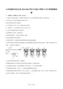 2025-2026学年山东省德州市庆云县九年级上学期12月月考物理测试题（含答案）