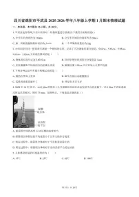 2025-2026学年四川省绵阳市平武县八年级上学期1月期末物理试题（含答案）