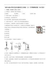 北京市通州区2025-2026学年九年级上学期月考物理试卷（10月份）（含解析）