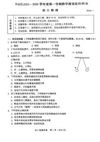 2025-2026学年北京市平谷区九年级上学期期末物理试题（无答案）