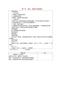 初中物理教科版九年级上册2 电压：电流产生的原因表格教案