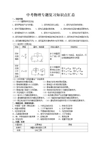 中考物理专题复习知识点汇总