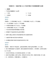 江苏省无锡市天一实验学校2018-2019学年八年级下学期期中考试物理试题（解析版）