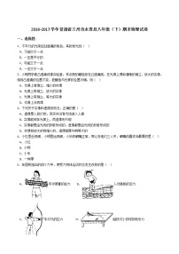 甘肃省兰州市永登县2016-2017学年八年级（下）期末物理试卷（解析版）