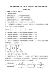 山东省德州市庆云县2017届九年级上学期期末考试物理试题（word版含答案）