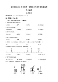 上海市浦东新区2020-2021学年九年级上学期学业质量监测化学试卷（word版，含答案）