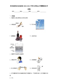 河北省保定市安新县2020-2021学年九年级上学期期末化学试题（word版 含答案）