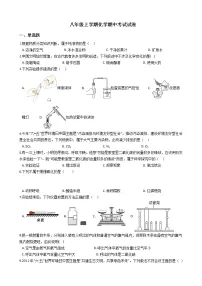 2021年黑龙江省大庆市八年级上学期化学期中考试试卷