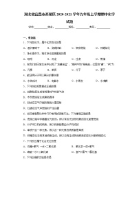 湖北省宜昌市西陵区2020-2021学年九年级上学期期中化学试题（word版 含答案）