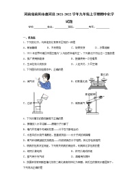 河南省南阳市唐河县2021-2022学年九年级上学期期中化学试题（word版 含答案）