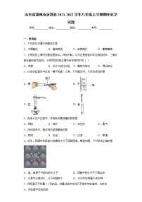 山东省淄博市沂源县2021-2022学年八年级上学期期中化学试题（word版 含答案）