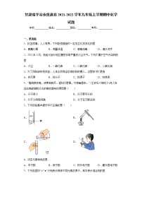 甘肃省平凉市庄浪县2021-2022学年九年级上学期期中化学试题（word版 含答案）