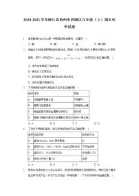 2020-2021学年浙江省杭州市西湖区九年级（上）期末化学试卷