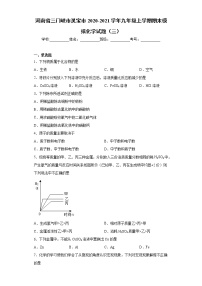 河南省三门峡市灵宝市2020-2021学年九年级上学期期末模拟化学试题（三）（word版 含答案）