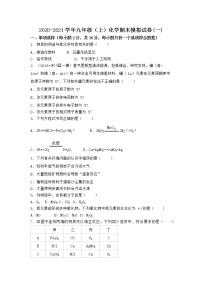 河南省商丘市虞城县2021-2022学年九年级上学期化学期末模拟题(一)（word版 含答案）