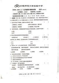 云南师范大学2020_2021学年九年级上学期化学期中测试卷（pdf版无答案）