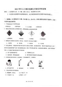 广东省中山市2021-2022学年上学期期中检测九年级化学科试卷（PDF版 无答案）