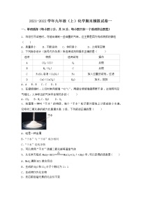 河北省唐山市玉田县2021-2022学年九年级上学期化学期末模拟题一（word版 含答案）