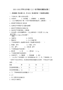 陕西省安康市镇坪县2021-2022学年九年级上学期化学期末模拟题二（word版 含答案）