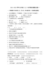 安徽省铜陵市铜陵县2021-2022学年九年级上学期化学期末模拟题一（word版 含答案）