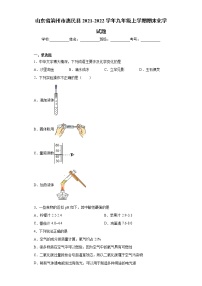 山东省滨州市惠民县2021-2022学年九年级上学期期末化学试题（word版 含答案）