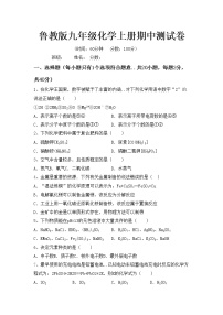 鲁教版九年级化学上册期中测试卷