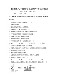 鲁教版九年级化学上册期中考试含答案练习题