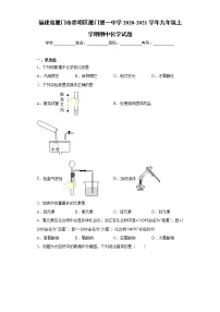 2020-2021学年福建省厦门市思明区厦门第一中学九年级上学期期中化学试题(含答案与解析)