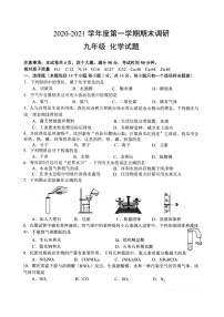 2020-2021学年度第一学期期末调研 九年级 化学试题无答案