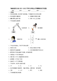 海南省东方市2021-2022学年九年级上学期期末化学试题（word版 含答案）