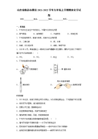 山东省临沂市费县2021-2022学年九年级上学期期末化学试题（word版 含答案）