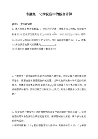 2022年中考化学鲁教版（五四学制）二轮专题复习练习-专题九化学反应中的综合计算