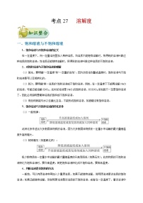 【专项练习】2021年中考化学分类汇编 考点27 溶解度