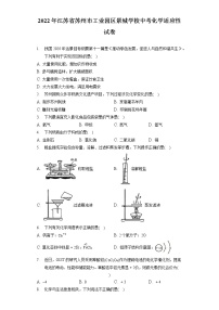 2022年江苏省苏州市工业园区景城学校中考化学适应性试卷（含答案解析）