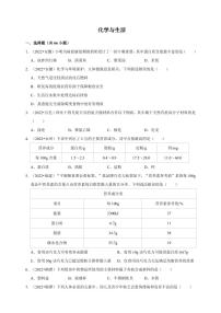 2022年中考人教版化学真题分类汇编：化学与生活附真题答案