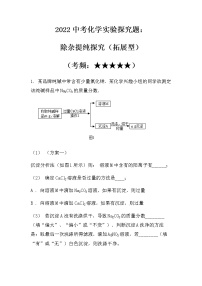 2022中考化学实验探究题：除杂提纯探究（拓展型）（无答案）