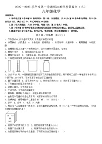 山东省枣庄市第十五中学2022-2023学年九年级上学期期中考试模拟化学试题（三）(含答案)