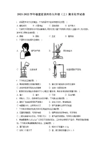 2021-2022学年福建省泉州市九年级（上）期末化学试卷（含答案解析）