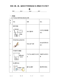 初中化学仁爱湘教版九年级下册实验6 酸、碱、盐的化学性质巩固练习