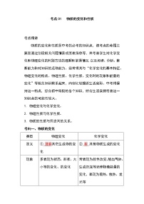 备战2023年新中考二轮化学专题导练 考点01 物质的变化和性质