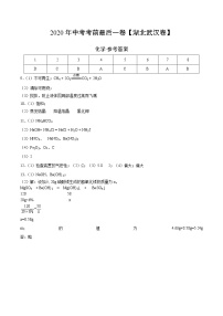 初中化学中考复习 化学-（湖北武汉卷）2020年中考考前最后一卷（参考答案）