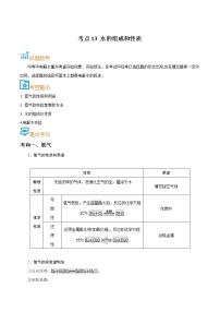 初中化学中考复习 考点13  水的组成和性质-备战2022年中考化学一轮复习考点帮（原卷版）