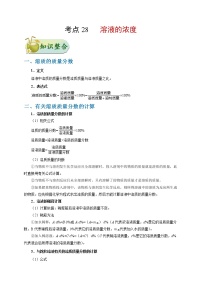 初中化学中考复习 考点28 溶液的浓度-备战2020年中考化学考点一遍过