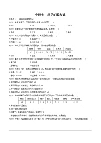 2023年中考化学一轮基础知识专题练习 专题七  常见的酸和碱（无答案）
