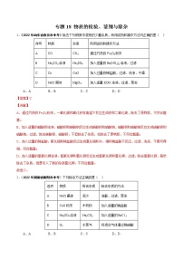 2022年中考化学真题分类汇编专题18 物质的检验、鉴别与除杂（教师版）