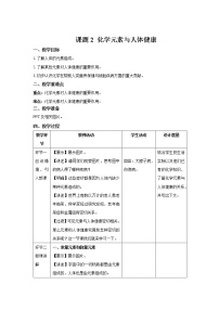 初中化学人教版九年级下册课题2 化学元素与人体健康教案