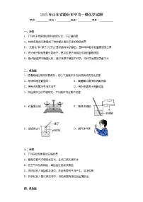 2023年山东省烟台市中考一模化学试题(无答案)